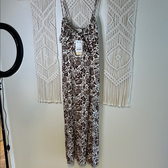 Monteau Los Angeles Dresses & Skirts - Brown & White Floral Maxi Dress with Adjustable Straps